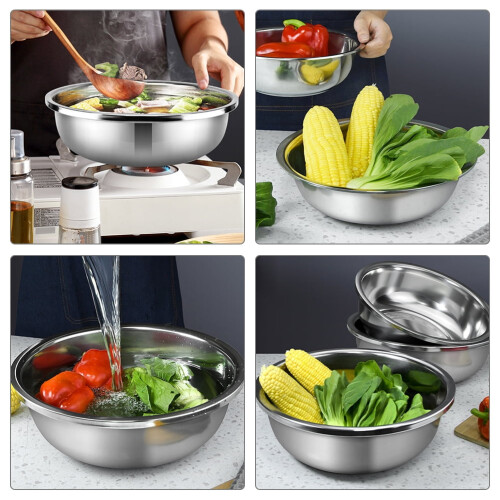 Stainless Steel Vegetable Basin Flat Bottom 2 pcs 2