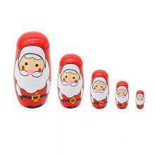 Weihnachtsmann-Matroschkas aus Holz, 5-lagig