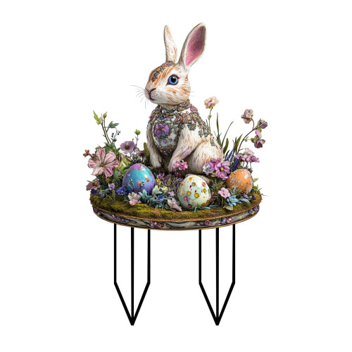Easter Bunny Yard Sign Colored Egg Design 11.81x7.87 Inch 1