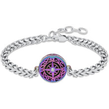Pulseira Urna Bússola Ajustável em Aço Inoxidável para Cremação
