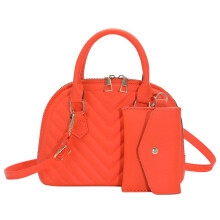Orangefarbene Damen-Umhängetasche aus Leder mit Geldbörse, 21 x 15 x 8 cm