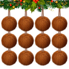 Green Furry Christmas Ball Ornament with Red Bow 1 Pack