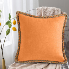 Federa in lino 45x45 cm, fodera arancione per cuscino da divano