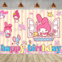 Bandiera di compleanno a tema cartoni animati, 180x110 cm