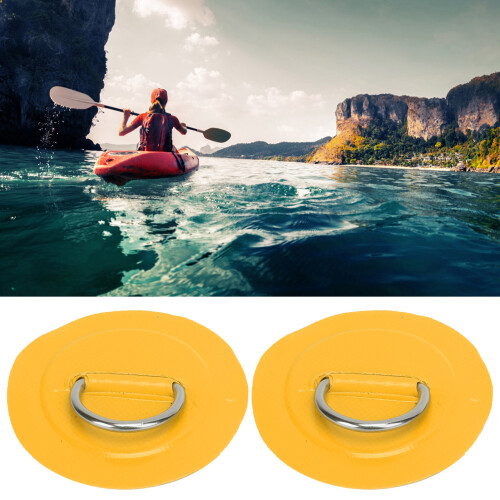 2 pezzi di patch con anello a D, diametro 8 cm, giallo