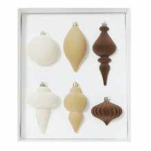 6-Piece Velvet Asymmetric Mocha Christmas Tree Ornaments