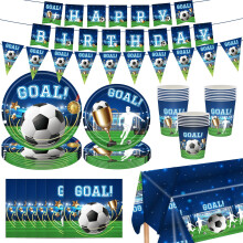 Fußball-Party-Set – Einwegteller, Tischdecke &
