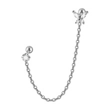 Silver Zircon Flower Stud Earrings