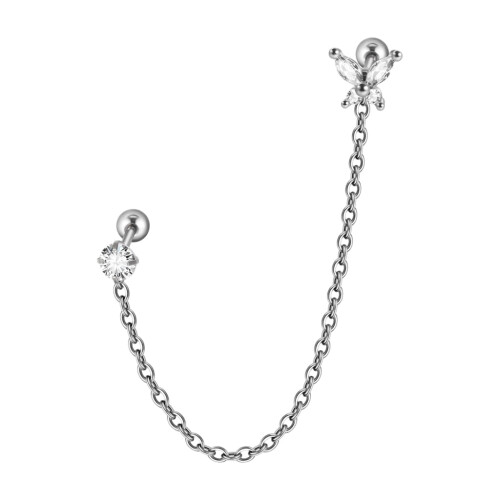 Silver Zircon Flower Stud Earrings