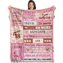 Coperta di compleanno per ragazza di 18 anni, 60x80 pollici