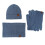 Winterstrickset, gefütterte Mütze, Halswärmer, Handschuhe, blau 1