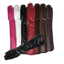 Windproof Faux Leather Full-Finger Long Arm Gloves