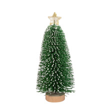 Miniature Needle Christmas Tree with Wooden Base Green