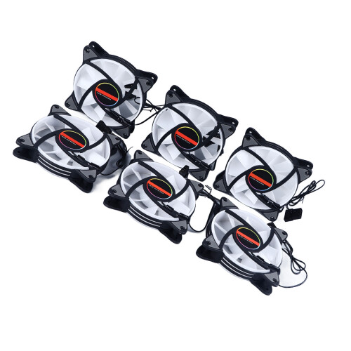120mm RGB LED Silent Case Fans 6 Pack Black
