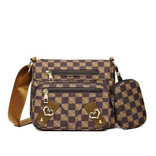 Sac bandoulière multicouche – Nylon, fermeture éclair, unisexe