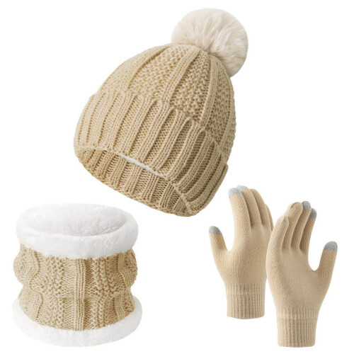 3-teiliges Winterset: Mütze, Schal & Touchscreen-Handschuhe