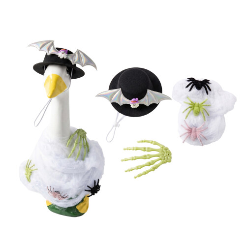 Halloween Pattern Porch Geese Outfit Decorative Novelty-Black