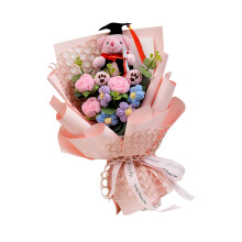 Delicate Crochet Flower Bouquets Handmade Graduation Gift-Pink