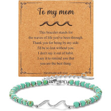 Wellenarmband für Damen – Grüner Stein & Edelstahl