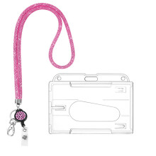 Lanière en strass avec porte-cartes et porte-clés