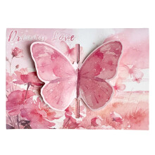 Unieke retro-stijl pop-up wenskaart met 20 delicate-roze