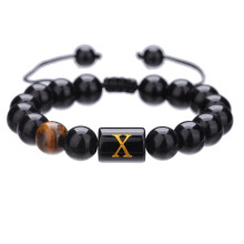 10 mm schwarzes Onyx-Perlenarmband für Herren – verstellbar