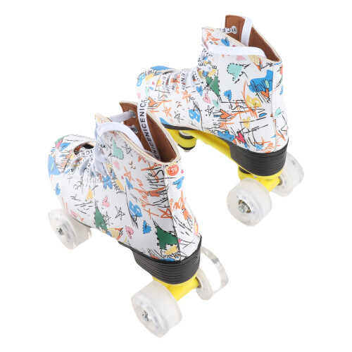White Graffiti Roller Skates for All Ages