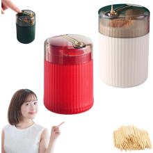 Draagbare automatische tandenstokerdispenser voor 80 tandenstokers, drukknopbediening.