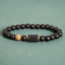 Sternzeichen-Armband für Herren – Schwarze Obsidian- und Tigeraugenperlen