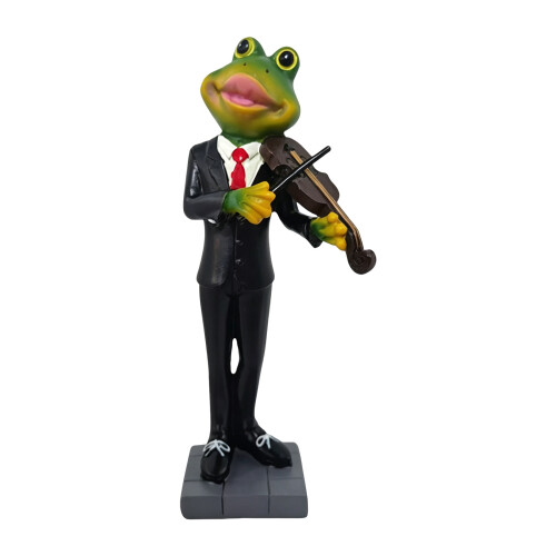 Frösche-Statue, dekoratives Stück, kleine Frösche-Figur,-Violine