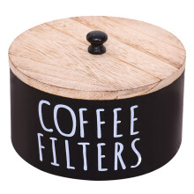 Wooden Coffee Filter Holder with Lid Large Capacity