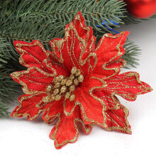 Christmas Flannel Maple Leaves Ornament Red White Pack of 1