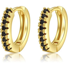 Gold Huggie Earrings for Women Rainbow Hoop Gold-Plated CZ