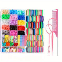 Elastic Hair Ties for Girls Colorful Set with Clips