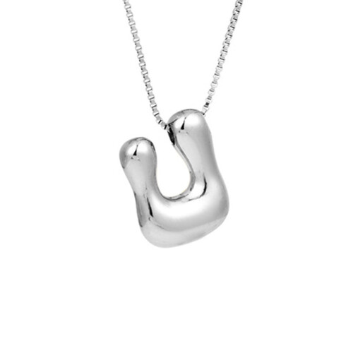 Bubble Letter Necklace Silver Gold Initial Pendant