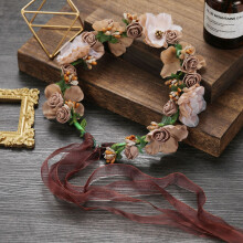 Couronne de roses ajustable, ornement floral marron