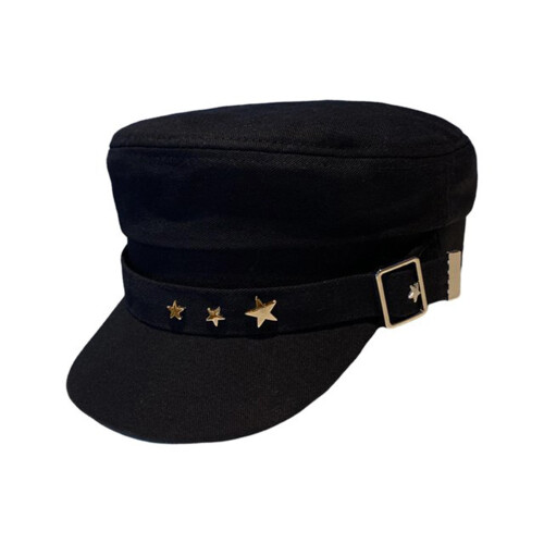 Damen-Retro-Schiebermütze im Chauffeur-Stil, schwarz, Größe M