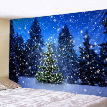 Gobelín s vánočními ozdobami 150x230cm, závěsná dekorace do obývacího pokoje pro rok 2024, bílé vánoční dárkové pozadí s látkou