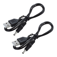 2 st 3,5 mm x 1,3 mm svart USB-kabel laddningssladd nätaggregat