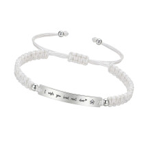 Customizable Flat Knot Rope Bracelet For Graduation Gifts-White