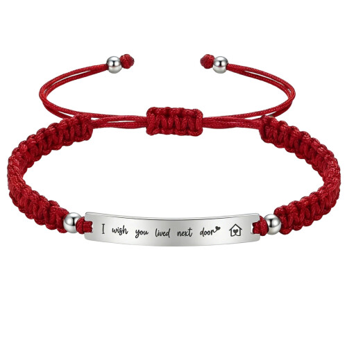 Elastisches Nylonarmband mit Edelstahlanhänger, perfekt-Burgund