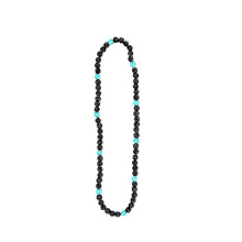 Colar Bola de Discoteca Azul e Preto com Strass e Argila (1 peça)