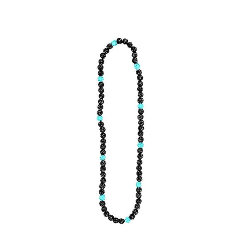 Colar Bola de Discoteca Azul e Preto com Strass e Argila (1 peça)