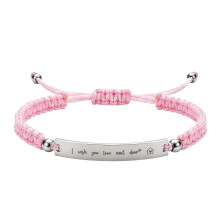 Bracelet à cordon à nœud plat pour ami, chaîne à main-Rose