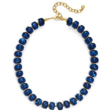 Fashionable Oversized Bead Necklace Geometric Beaded-Blue