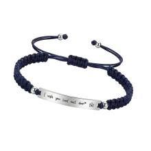 Bracelet élastique, chaîne à main gravable,-Bleu marine