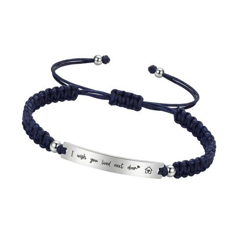 Elastic Bracelet Engravable Handchain Jewelry-Navy Blue