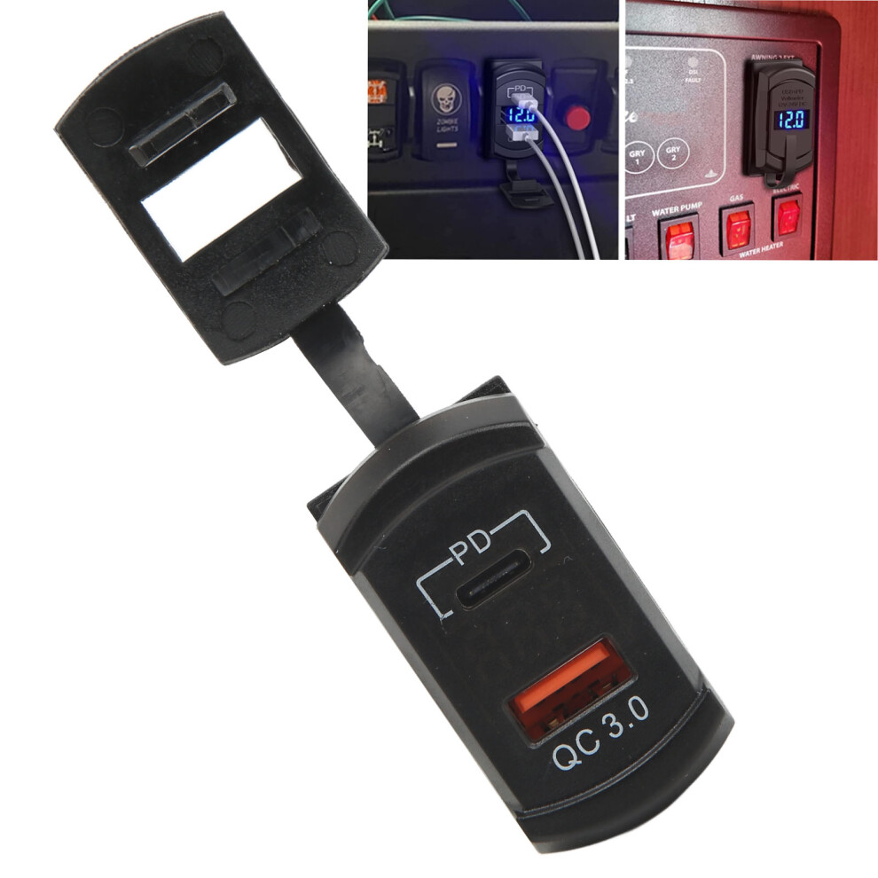 Car Charger Qc 3.0 Pd Voltmeter Blue 7790334810989