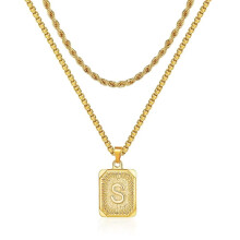 Goldene Initialen-Halskette für Damen und Herren, 18 Karat vergoldet, mehrlagig