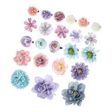 Pinzas para el cabello con forma de flor, color azul y morado (23 unidades)